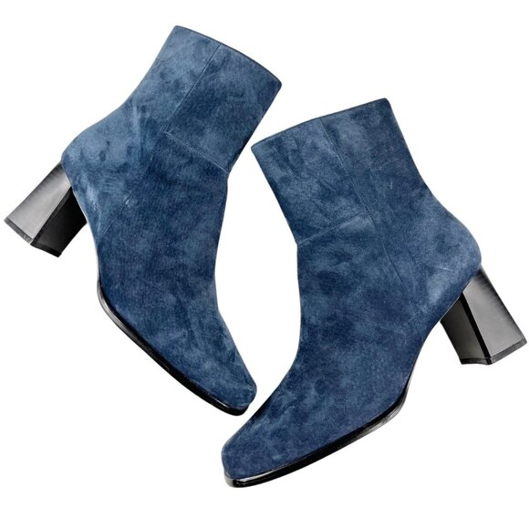 Vintage Chadwick's Blue Suede Leather Upper Ankle Booties Size 8.5 M - Picture 5 of 16